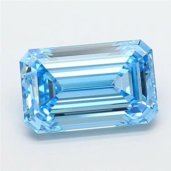 4.07ct Emerald Lab Grown Diamond (Colour Fancy Vivid Blue, Clarity VVS2, IGI Certified)