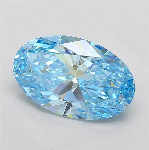 4.07ct Oval Lab Grown Diamond (Colour Fancy Vivid Blue, Clarity VS1, IGI Certified)