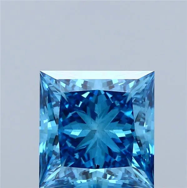 4.07ct Princess Lab Grown Diamond (Colour Fancy Vivid Blue, Clarity SI1, IGI Certified)
