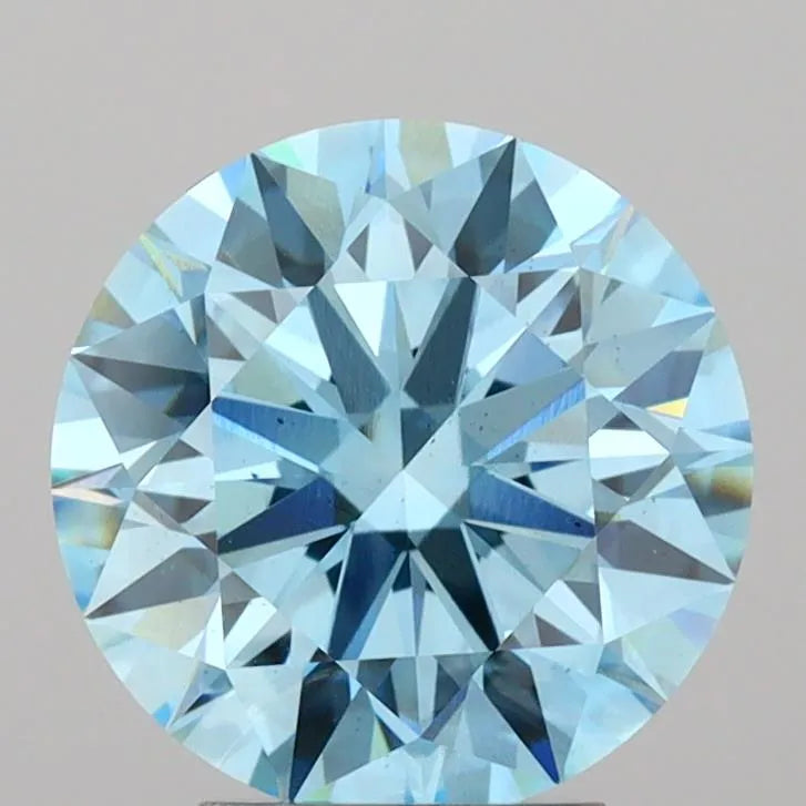 4.07ct Round Lab Grown Diamond (Colour Fancy Vivid Blue, Clarity VS2, Cut ID, IGI Certified)
