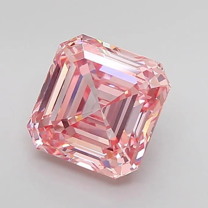 4.07ct Square emerald Lab Grown Diamond (Colour Fancy Intense Pink, Clarity VS1, IGI Certified)
