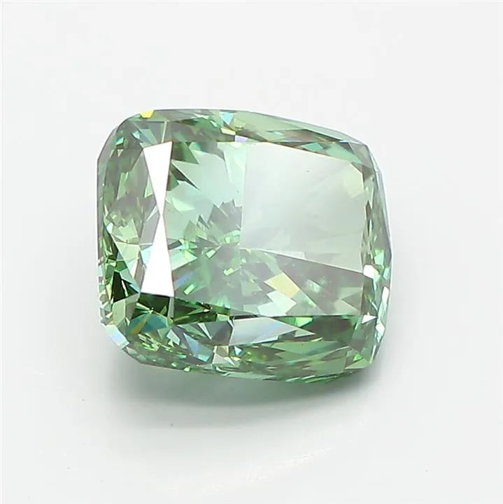 4.08ct Cushion modified Lab Grown Diamond (Colour Fancy Vivid Green, Clarity VS1, IGI Certified)