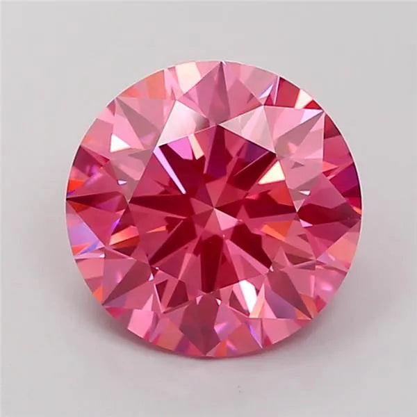4.08ct Round Lab Grown Diamond (Colour Fancy Vivid Pink, Clarity VVS2, Cut ID, IGI Certified)