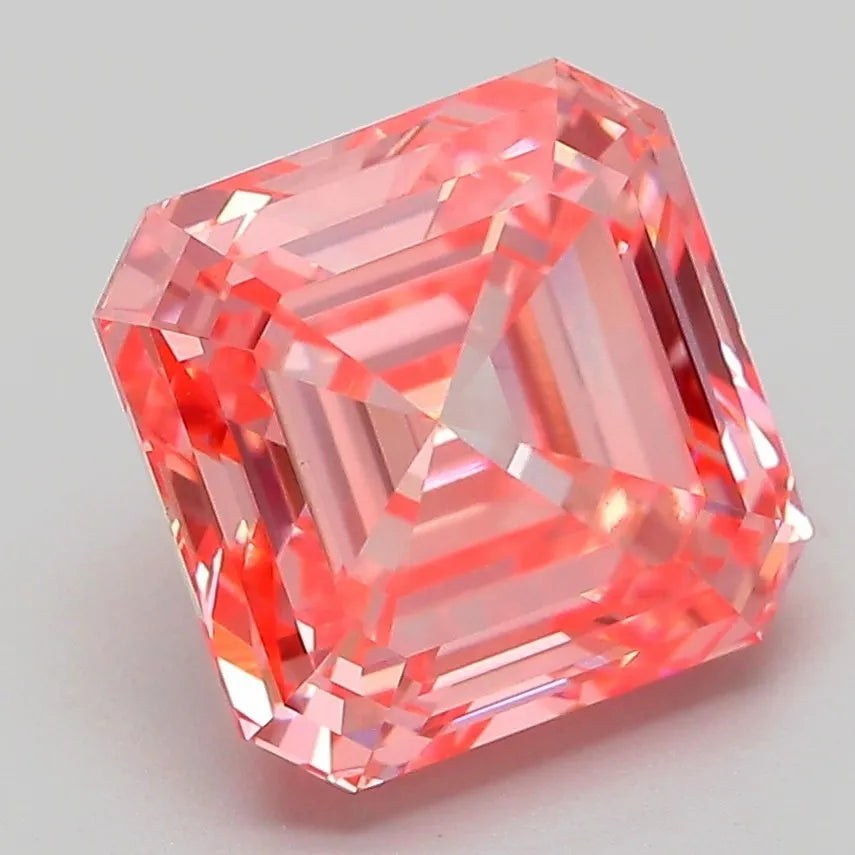 4.09ct Asscher Lab Grown Diamond (Colour Fancy Vivid Pink, Clarity VVS2, IGI Certified)