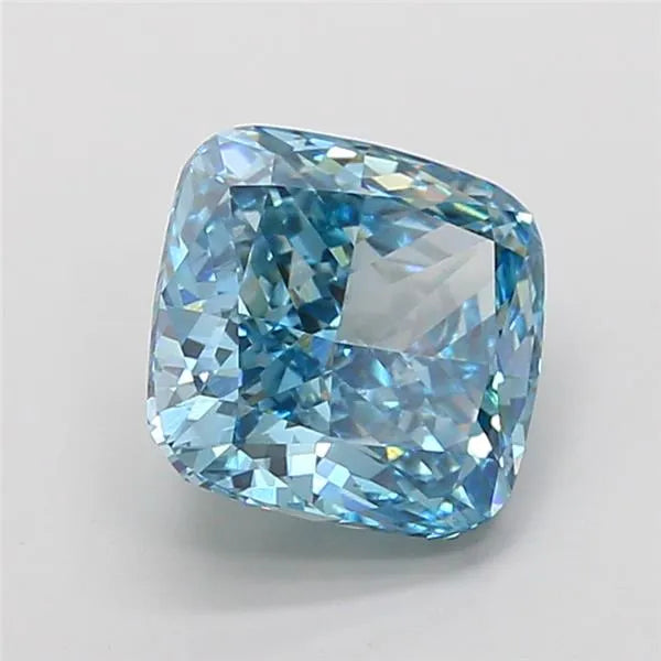 4.09ct Cushion modified Lab Grown Diamond (Colour Fancy Vivid Greenish Blue, Clarity VS1, IGI Certified)