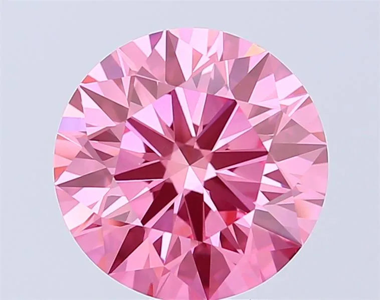 4.09ct Round Lab Grown Diamond (Colour Fancy Vivid Pink, Clarity VVS2, Cut ID, IGI Certified)
