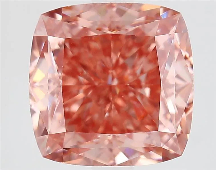 4.10ct Cushion modified Lab Grown Diamond (Colour Fancy Vivid Brownish Pink, Clarity VVS2, IGI Certified)