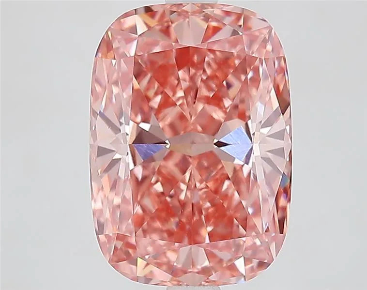 4.10ct Cushion modified Lab Grown Diamond (Colour Fancy Vivid Brownish Pink, Clarity VVS2, IGI Certified)