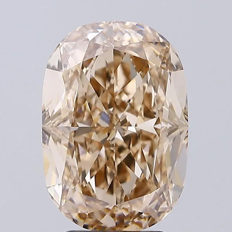 4.13ct Cushion modified Lab Grown Diamond (Colour Fancy Light Brown, Clarity VVS2, IGI Certified)