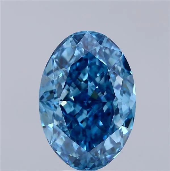 4.13ct Oval Lab Grown Diamond (Colour Fancy Vivid Blue, Clarity VS2, IGI Certified)