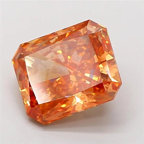 4.13ct Radiant Lab Grown Diamond (Colour Fancy Vivid Brownish Orange, Clarity SI1, IGI Certified)