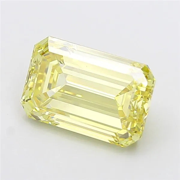 4.15ct Emerald Lab Grown Diamond (Colour Fancy Yellow, Clarity VVS2, IGI Certified)