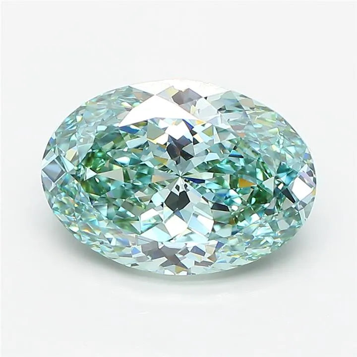 4.19ct Oval Lab Grown Diamond (Colour Fancy Vivid Green, Clarity VVS2, IGI Certified)