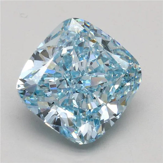 4.21ct Cushion brilliant Lab Grown Diamond (Colour Fancy Intense Greenish Blue, Clarity VS2, IGI Certified)