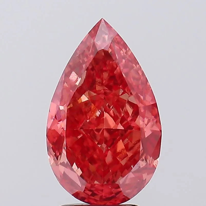 4.22ct Pear Lab Grown Diamond (Colour Fancy Vivid Red, Clarity VS1, IGI Certified)
