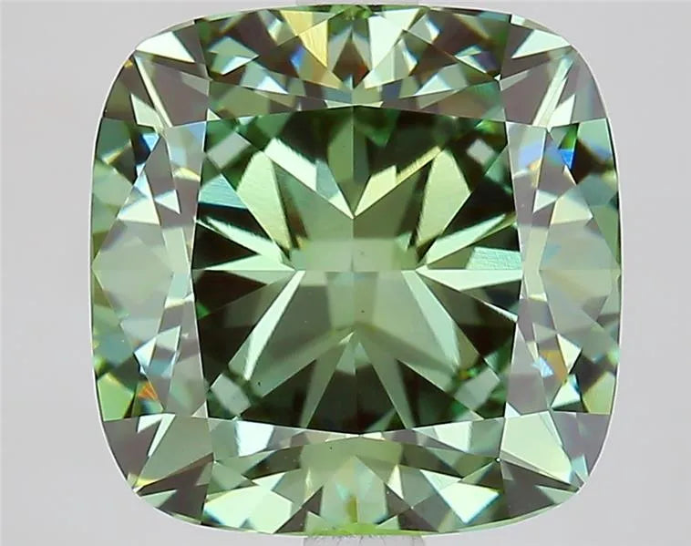 4.30ct Cushion modified Lab Grown Diamond (Colour Fancy Vivid Green, Clarity VS1, IGI Certified)