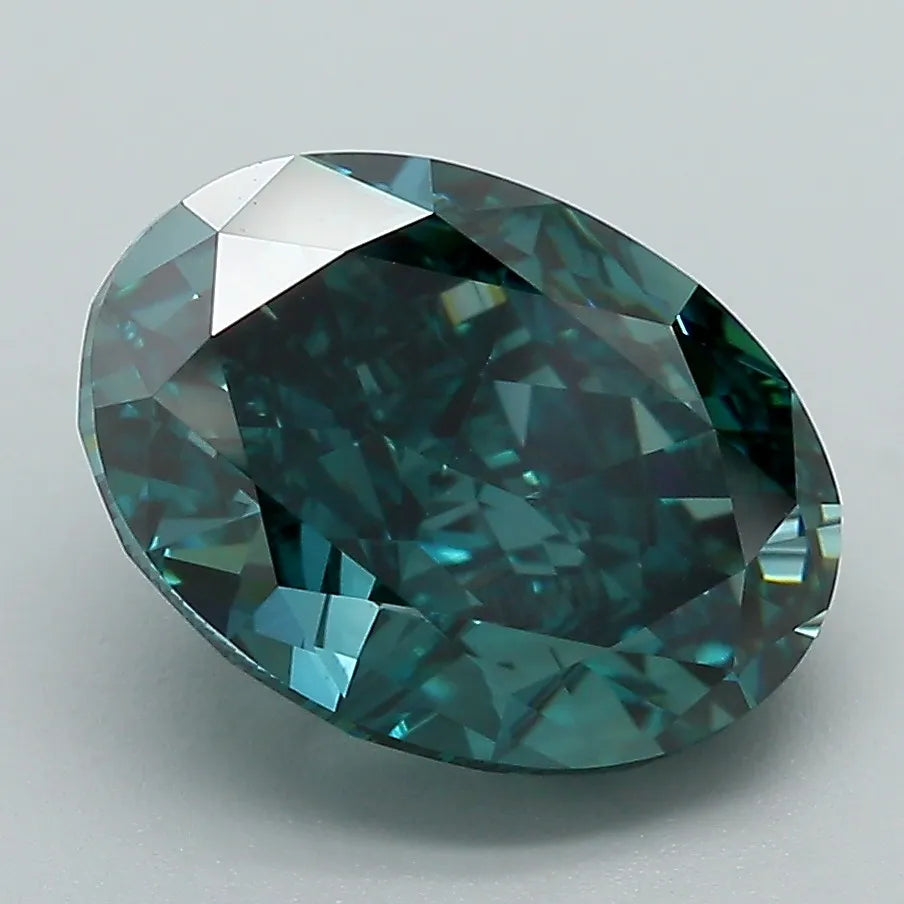 4.40ct Oval Lab Grown Diamond (Colour Fancy Vivid Green, Clarity VVS2, IGI Certified)