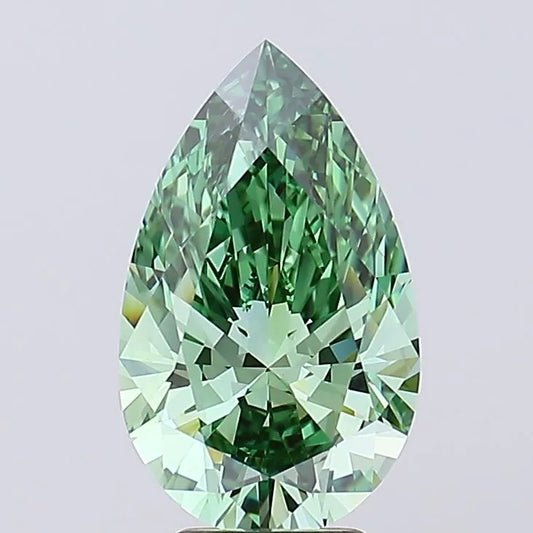 4.48ct Pear Lab Grown Diamond (Colour Fancy Vivid Green, Clarity VVS2, IGI Certified)