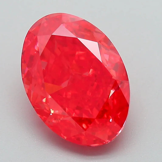 4.51ct Oval Lab Grown Diamond (Colour Fancy Vivid Red, Clarity VVS2, IGI Certified)