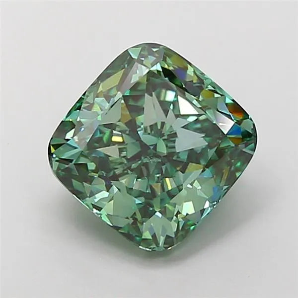 4.54ct Cushion modified Lab Grown Diamond (Colour Fancy Vivid Green, Clarity VS1, IGI Certified)