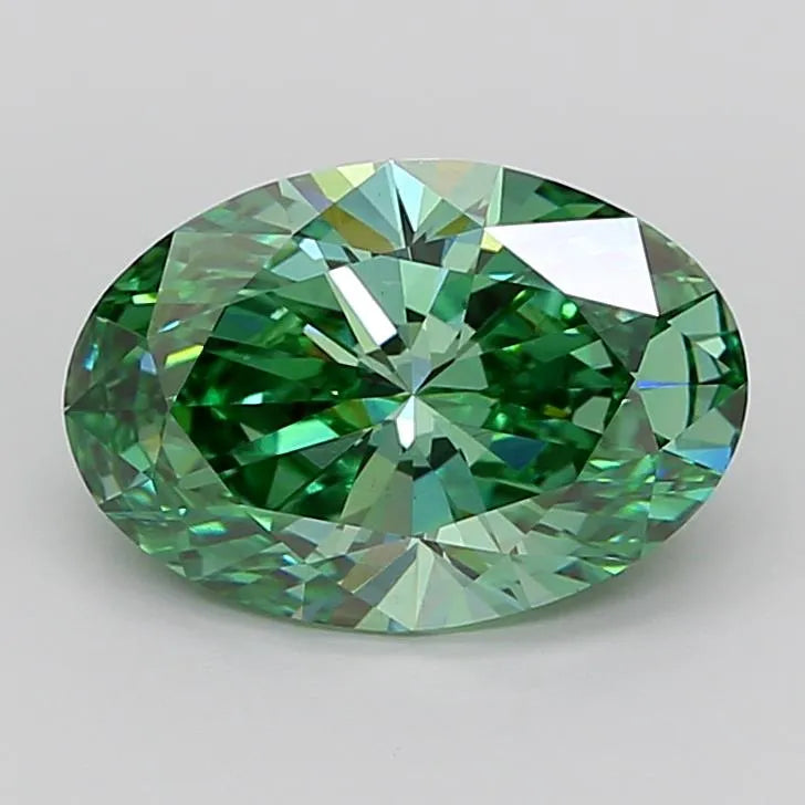 4.58ct Oval Lab Grown Diamond (Colour Fancy Vivid Green, Clarity VS1, IGI Certified)