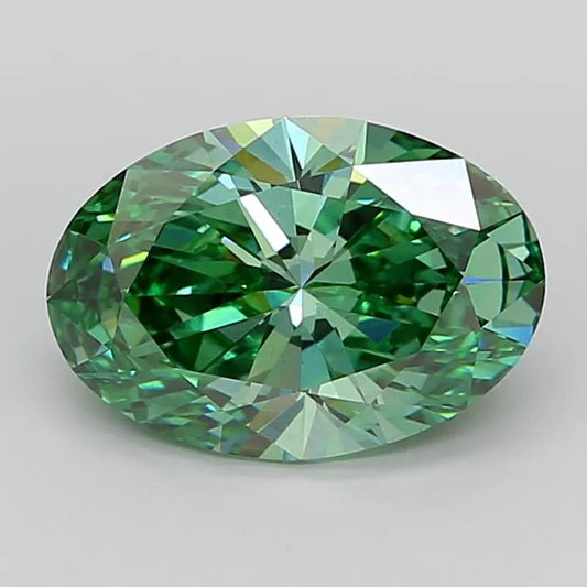 4.58ct Oval Lab Grown Diamond (Colour Fancy Vivid Green, Clarity VS1, IGI Certified)