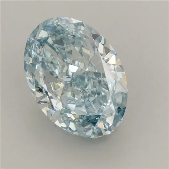 4.69ct Oval Lab Grown Diamond (Colour Fancy Vivid Greenish Blue, Clarity VS2, IGI Certified)