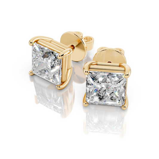 Princess Cut 4-Prong Lab Grown Diamond Stud Earrings