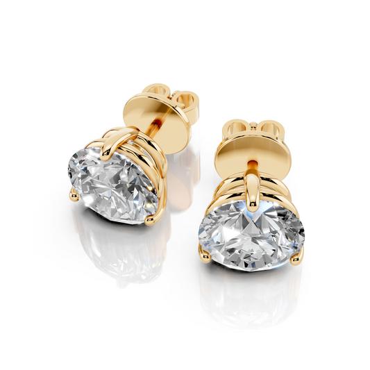 Round Cut 3-Prong Martini Lab Grown Diamond Stud Earrings