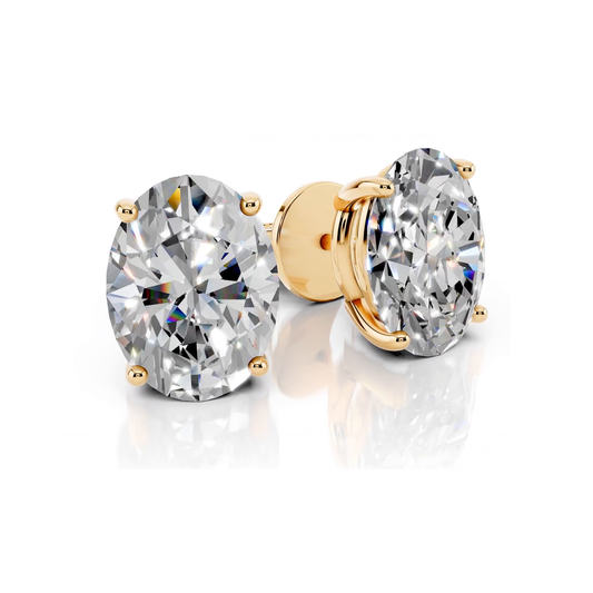 Oval Cut 4-Prong Lab Grown Diamond Stud Earrings