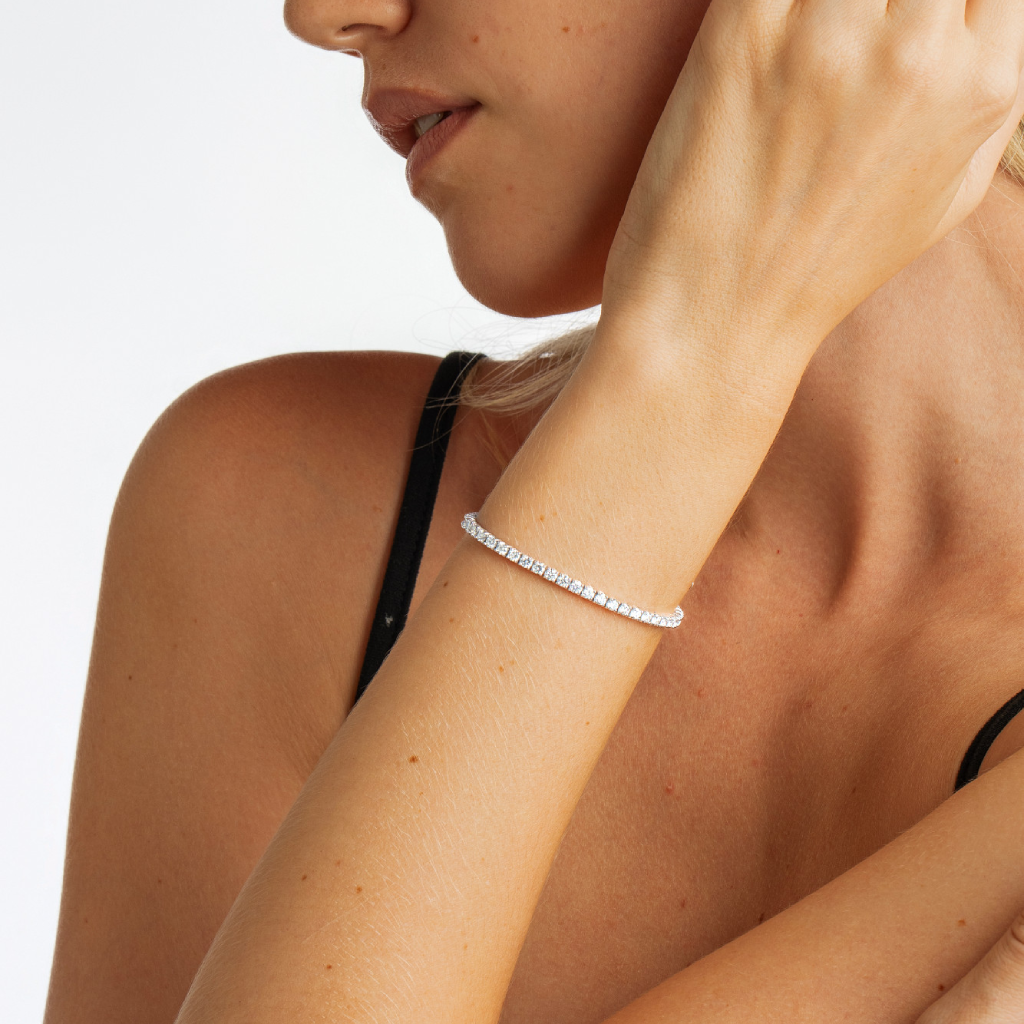 14K Gold 4-Prong Lab-Created Tennis Bracelet (4 CTW D-F VVS2)