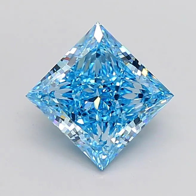 5.00ct Princess Lab Grown Diamond (Colour Fancy Vivid Blue, Clarity VS1, Cut GD, IGI Certified)