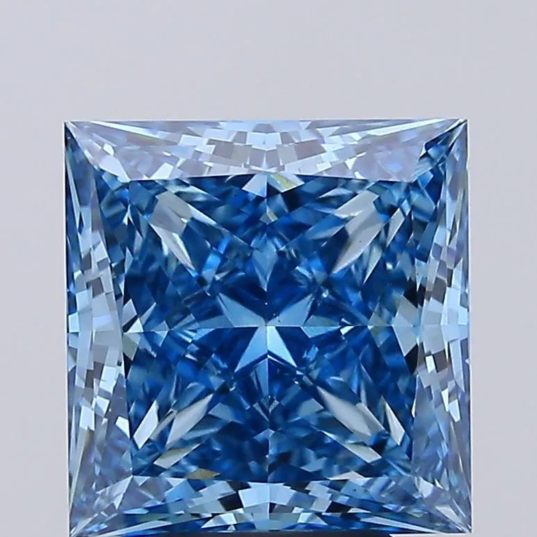 5.00ct Princess Lab Grown Diamond (Colour Fancy Vivid Blue, Clarity VS1, IGI Certified)