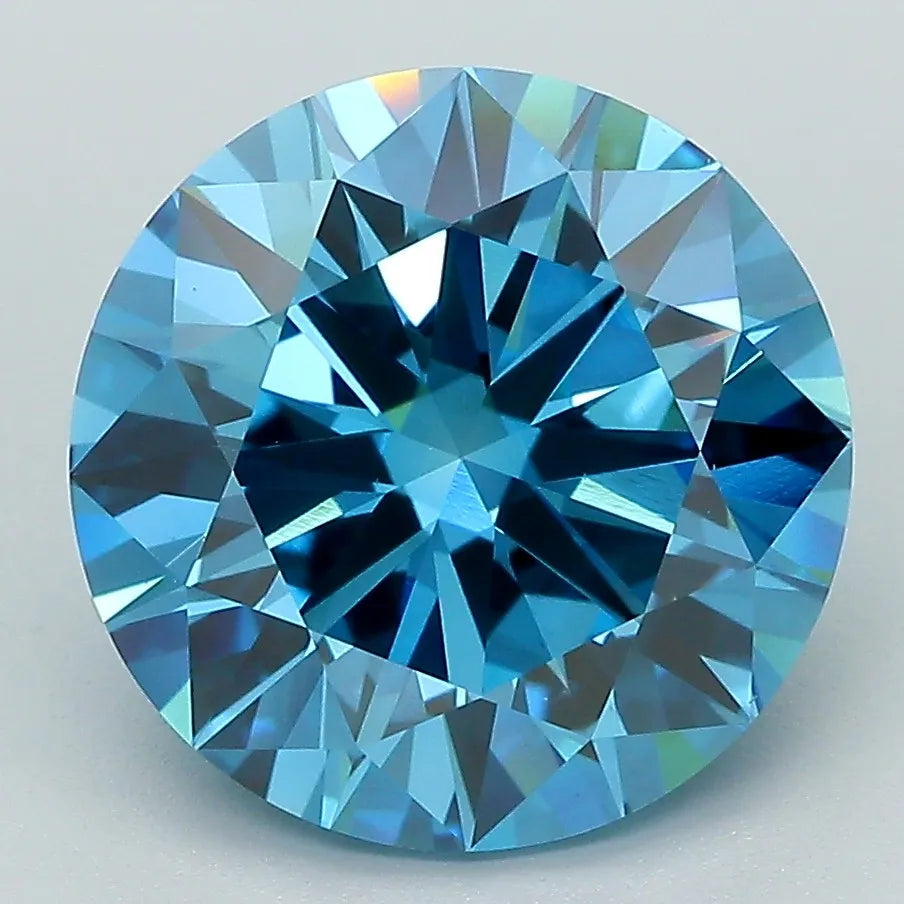 5.00ct Round Lab Grown Diamond (Colour Fancy Vivid Blue, Clarity VS2, Cut ID, IGI Certified)