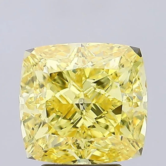 5.01ct Cushion modified Lab Grown Diamond (Colour Fancy Vivid Yellow, Clarity VVS2, IGI Certified)