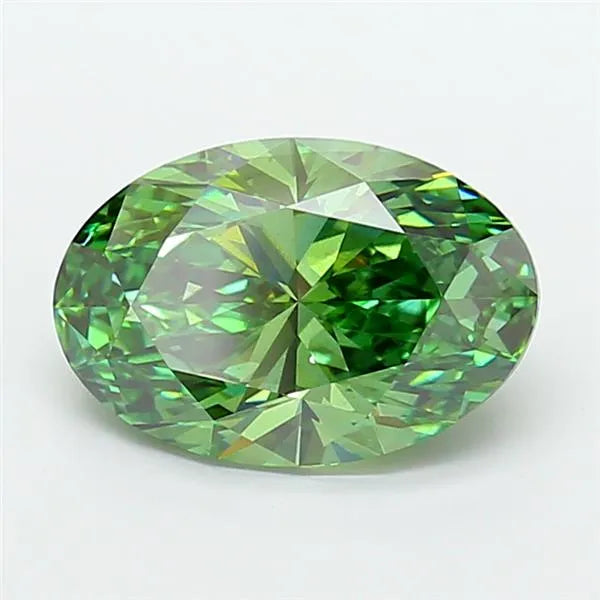 5.01ct Oval Lab Grown Diamond (Colour Fancy Vivid Green, Clarity VS2, IGI Certified)