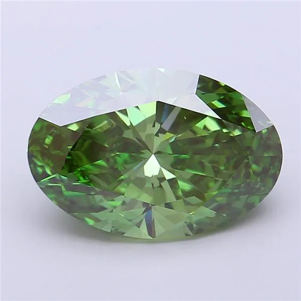 5.01ct Oval Lab Grown Diamond (Colour Fancy Vivid Green, Clarity VVS2, IGI Certified)