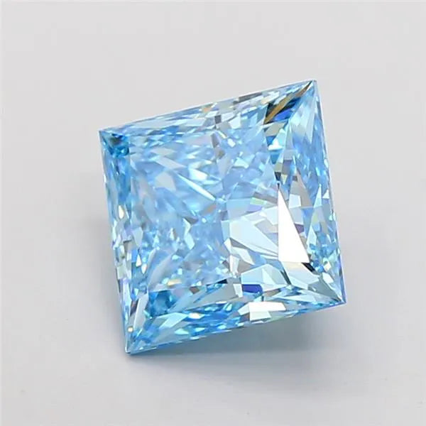 5.01ct Princess Lab Grown Diamond (Colour Fancy Vivid Blue, Clarity VVS2, IGI Certified)