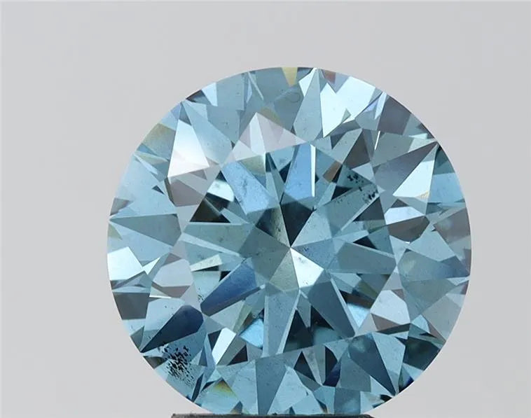 5.01ct Round Lab Grown Diamond (Colour Fancy Vivid Blue, Clarity SI1, Cut ID, IGI Certified)
