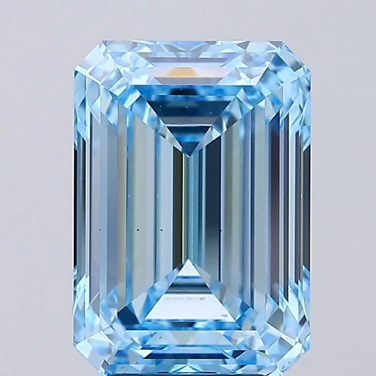 5.02ct Emerald Lab Grown Diamond (Colour Fancy Vivid Blue, Clarity VS1, IGI Certified)