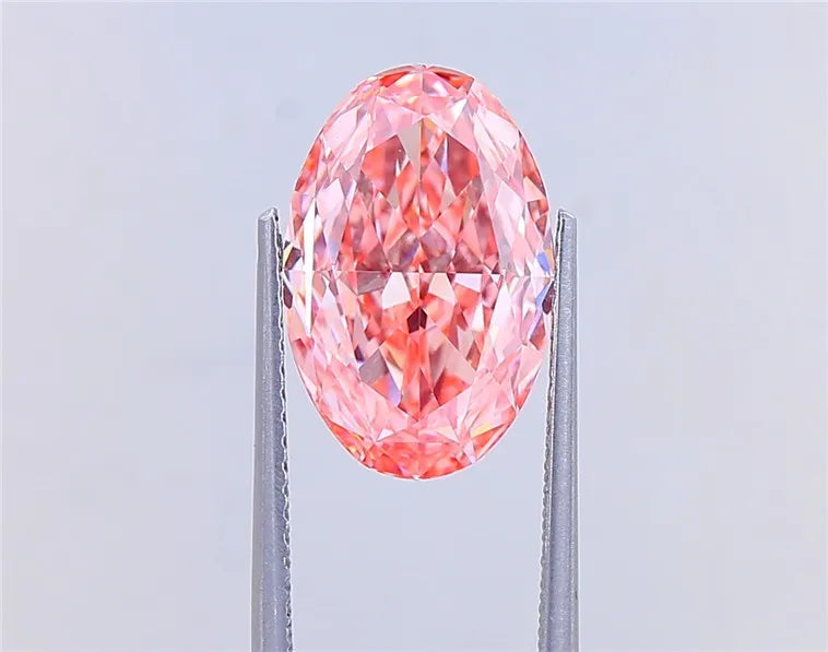 5.02ct Oval Lab Grown Diamond (Colour Fancy Intense Orangey Pink, Clarity VVS2, IGI Certified)