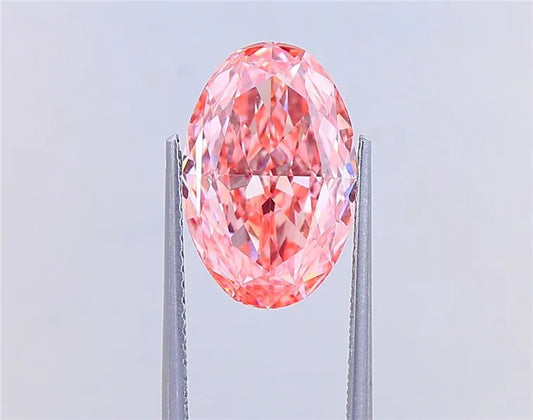 5.02ct Oval Lab Grown Diamond (Colour Fancy Intense Orangey Pink, Clarity VVS2, IGI Certified)