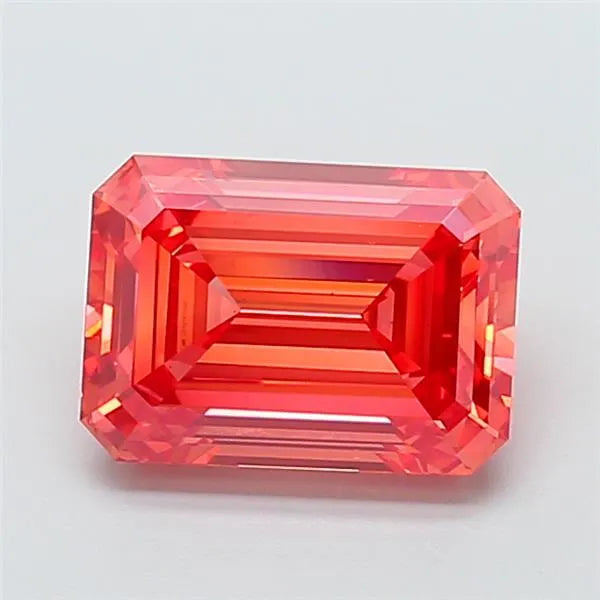 5.04ct Emerald Lab Grown Diamond (Colour Fancy Vivid Orangey Pink, Clarity VS1, IGI Certified)
