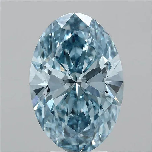 5.04ct Oval Lab Grown Diamond (Colour Fancy Vivid Blue, Clarity VS1, IGI Certified)