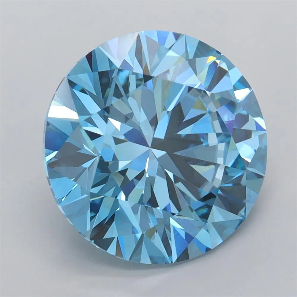 5.04ct Round Lab Grown Diamond (Colour Fancy Vivid Blue, Clarity VVS1, Cut ID, IGI Certified)