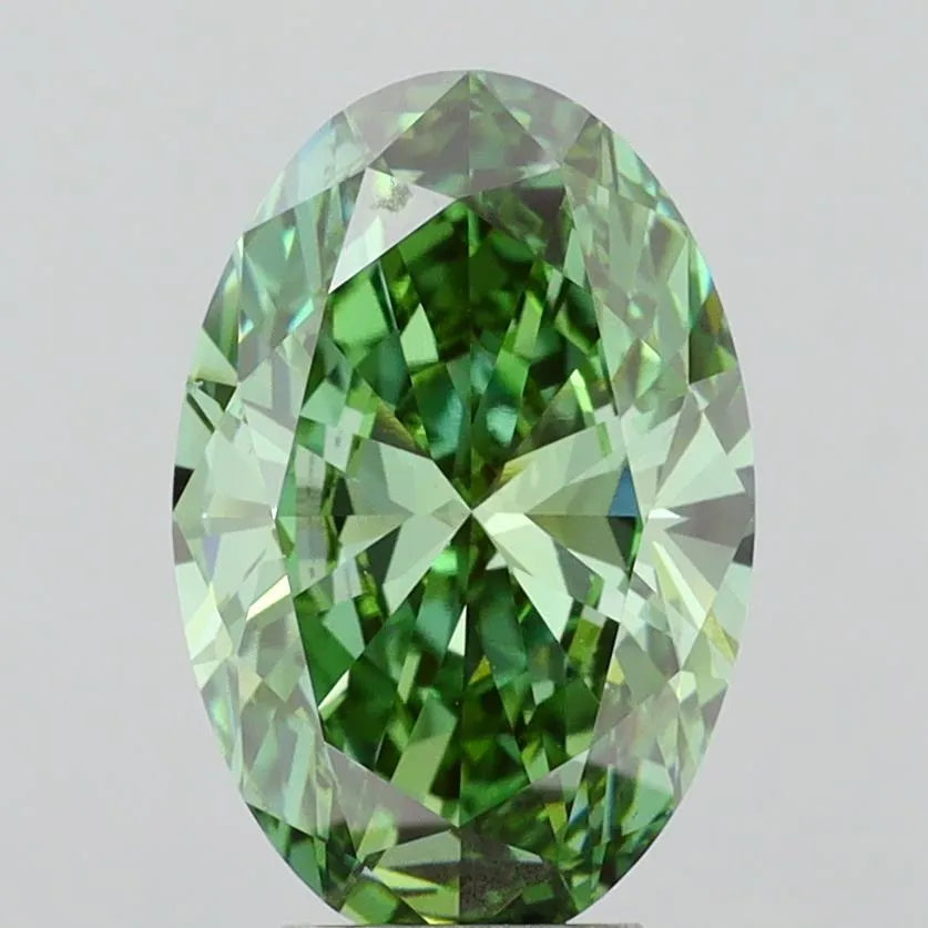 5.05ct Oval Lab Grown Diamond (Colour Fancy Vivid Green, Clarity VVS2, IGI Certified)