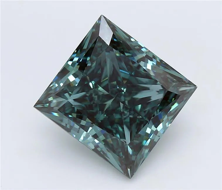 5.05ct Princess Lab Grown Diamond (Colour Fancy Vivid Blueish Green, Clarity VS1, IGI Certified)