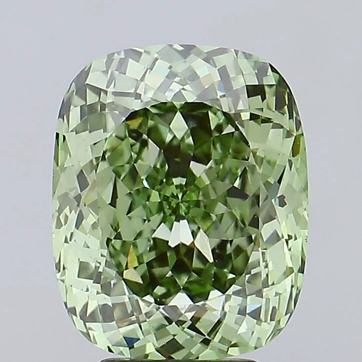 5.06ct Cushion Lab Grown Diamond (Colour Fancy Vivid Green, Clarity VS1, IGI Certified)