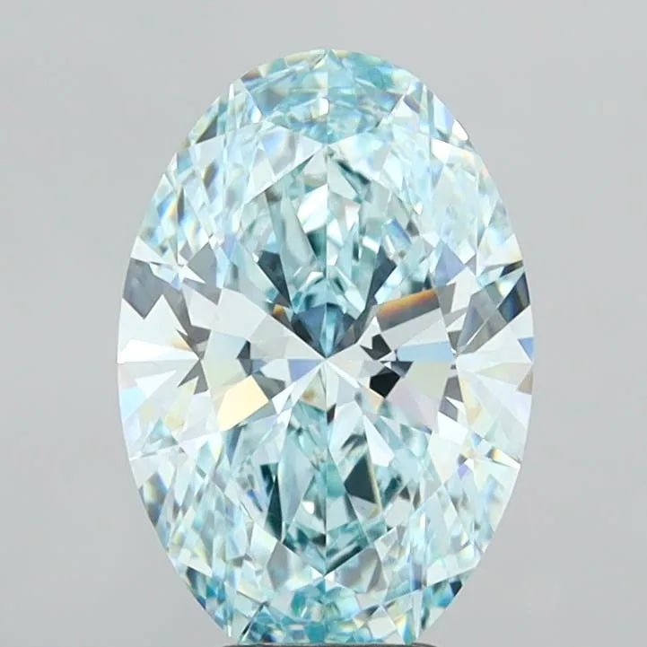 5.06ct Oval Lab Grown Diamond (Colour Fancy Intense Greenish Blue, Clarity VVS2, IGI Certified)