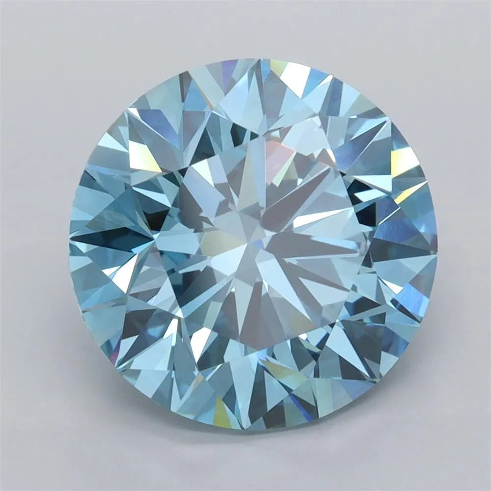 5.06ct Round Lab Grown Diamond (Colour Fancy Vivid Blue, Clarity VVS2, Cut ID, IGI Certified)